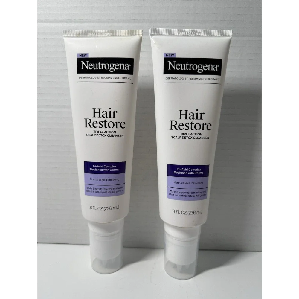 2 New Neutrogena Hair Restore TriAcid Complex Triple Action Detox Scalp Cleanser